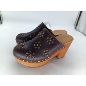 Frye Shay Flower Clog Shoes Womens Size 6 Red Leather Studded Platform Heel #35